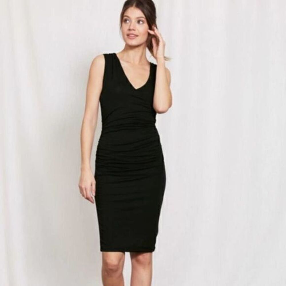 BODEN Ruched Sleeveless Crossover Midi Side Dress